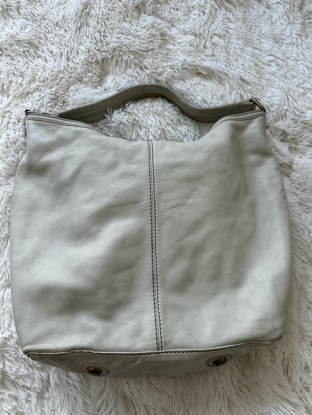 Marc by Marc Jacobs Cream Leather Hobo Bag with Front Pockets - Picture 7 of 16